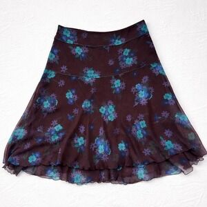 Vintage Y2K Nougat London Silk Floral Mini Skirt Fairy Grunge Whimsigoth Size M